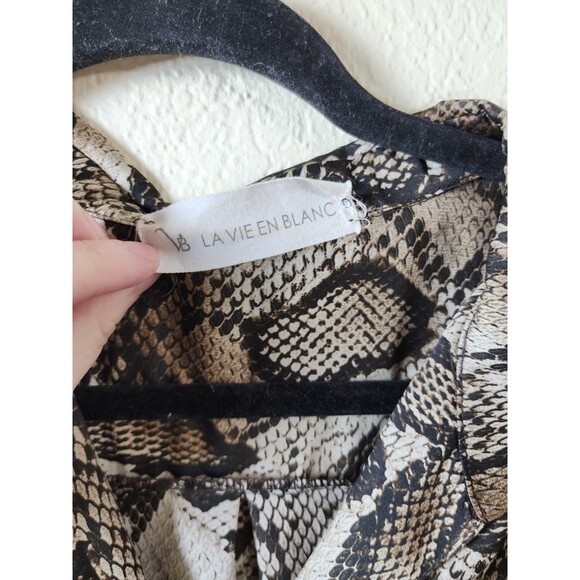 La Vie En Blanc Womens S Snake Print Button Down Blouse Shirt Long Sleeve T1 - Picture 5 of 6